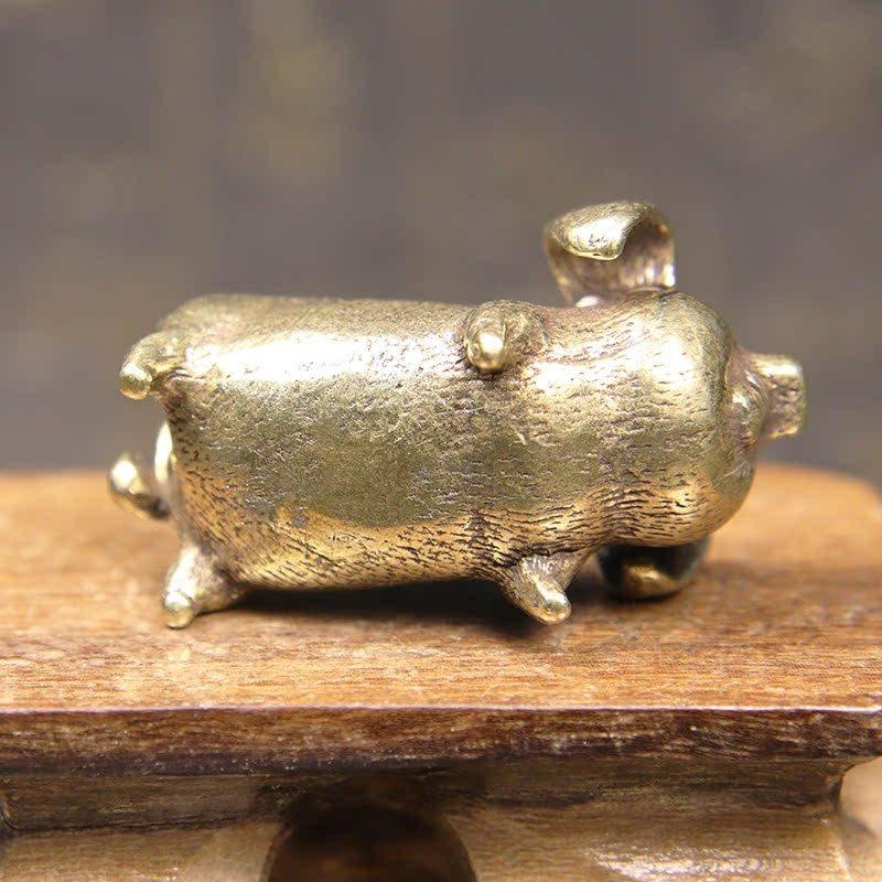 Brass Creative Small Bronze Pig Figurines Chinese Zodiac Pig Ornaments Metal Pendants Ornaments Desktop Decoration Home Decor