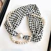Sciarpa da Donna Stampa a Righe Perla Sintetica Fibbia Magnetica Texture Morbida Liscia Sciarpa Estiva Versatile Sottile Accessorio per il Collo