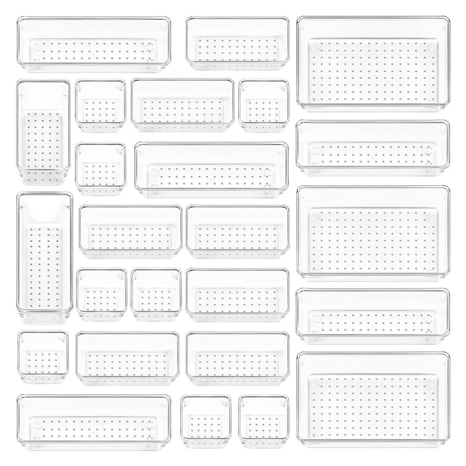 Set of 25 Stackable Drawer Storage Organizers Trays Bedroom Kitchen Drawer Organizers Set Multiple Sizes Storage Tray 1