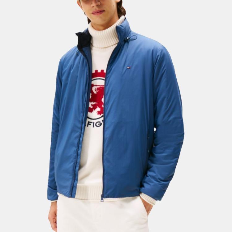 Tommy Hilfiger Logo Stand Collar Zip Long Sleeve Jacket Men jackets MW0MW40592DBZ