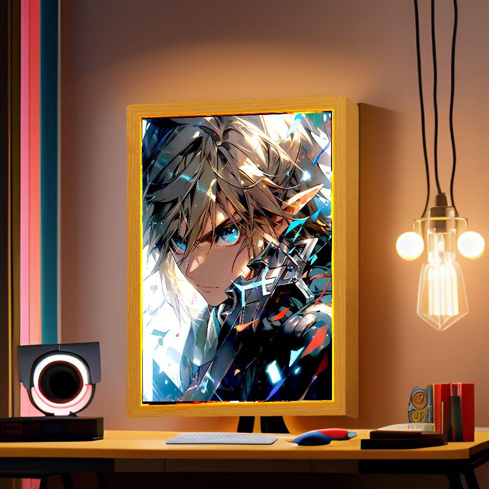 Legend Zelda Light Painting Photo Frame Princess Action Figure Led Night Anime Figures Collection Room Decor Gift of Poseable Articulated Scale