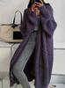Women's Autumn/Winter Long Knit Cardigan: Loose Fit, Lazy Style, Long Sleeve Base Layer.