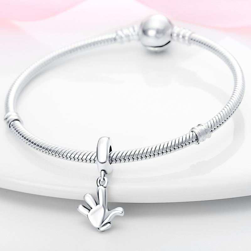 Cute Hand Pendant Charm Beads For Original 3Mmcopper Bracelet Necklace Diy Fine Jewellery Gifts