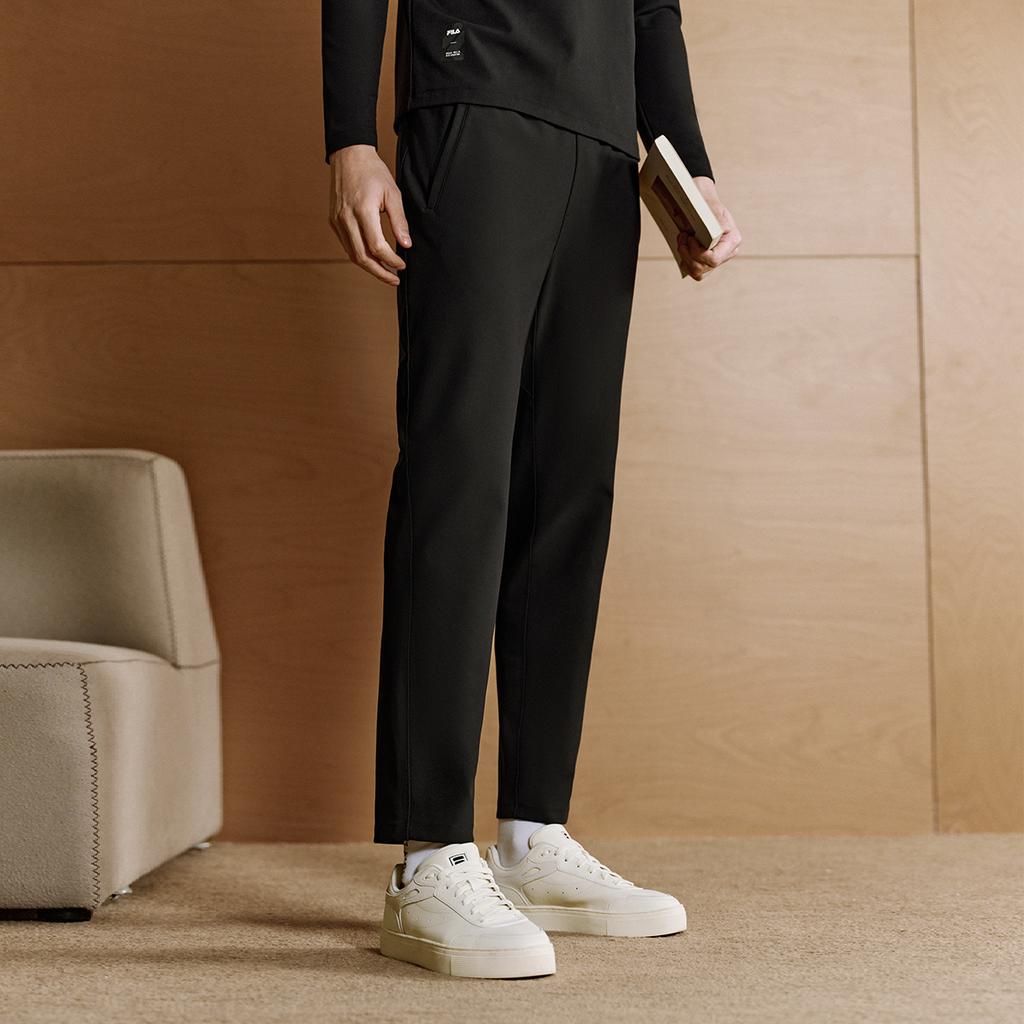 Fila A.P. Classic Simple Versatile Soft Skin-Friendly High Elastic Knitted Sports Pants Men Bottoms Deep-Black A11M611602FBK