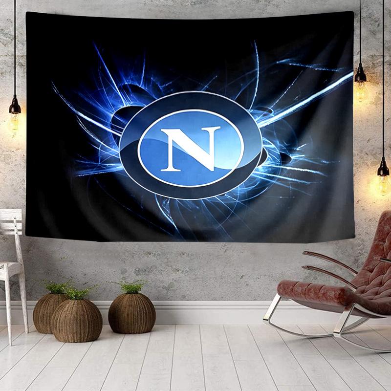 Electric Blue Napoli Logo Tapestry, Unique Design Tapestry, Wall Decor for Bedroom,Livingroom, Playroom,Heartwarming Fan Holiday Gifts