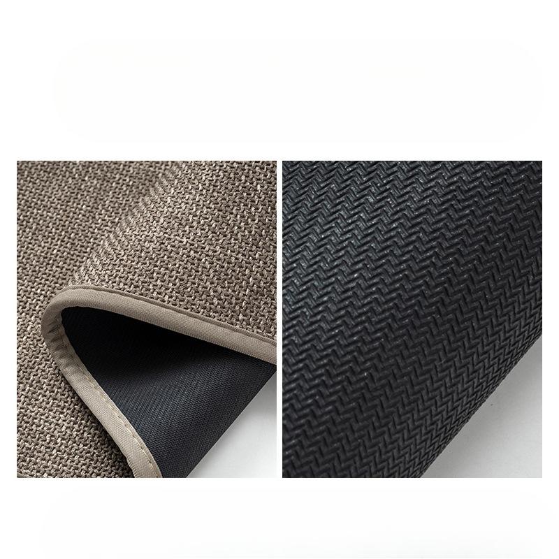 Imitation Linen Woven Curved Bathroom Floor Mat Bathroom Absorbent Foot Mat Toilet Shower Room Door Arc Anti-slip Mat