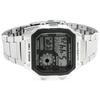 Casio Jugendserie Retro Kleines Quadrat Wasserdicht Sport Quarzwerk Edelstahlarmband Herrenuhren Schwarz AE-1200WHD-1AVDF