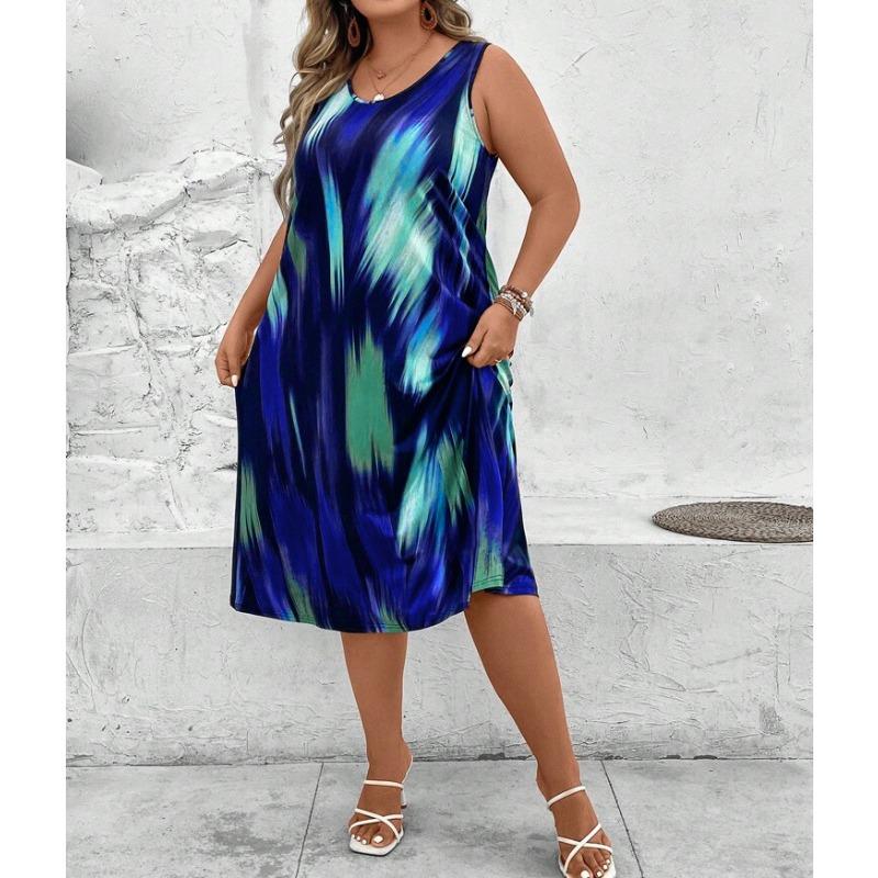 IHUASU Fashion Spring Autumn O-Neck Sleeveless Casual Dresses