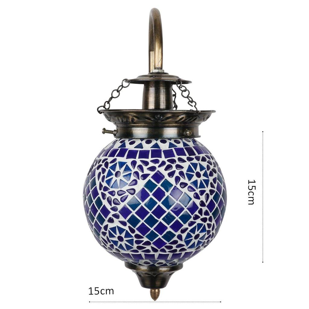 Blue Mosaic Glass Wall Lamp - Handcrafted Home Decor Lighting Fixture (Pack of 1)