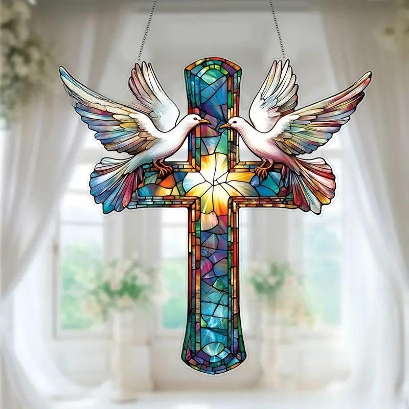Kreativer Kolibri Buntglas Fenster Hängender Suncatcher Acryl Schilder Dekoration Runde Girlande Dekoration Veranda Dekoration