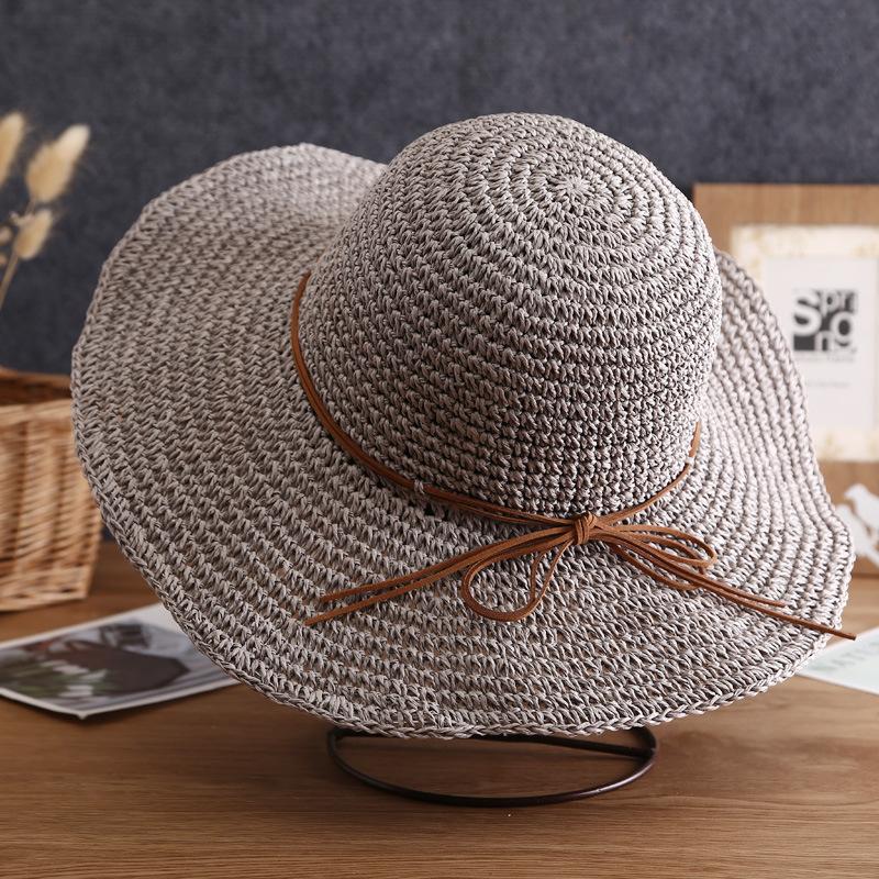 New Hat Women's Summer Beach Sun Hat Straw Versatile Sunscreen Visor Big Edge Folding Straw Hat