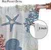 Coastal Window Curtains Nautical Beach Ocean Sea Starfish Seashell Curtain Living Room Bedroom Panels Set Inch Polyester Ideal For