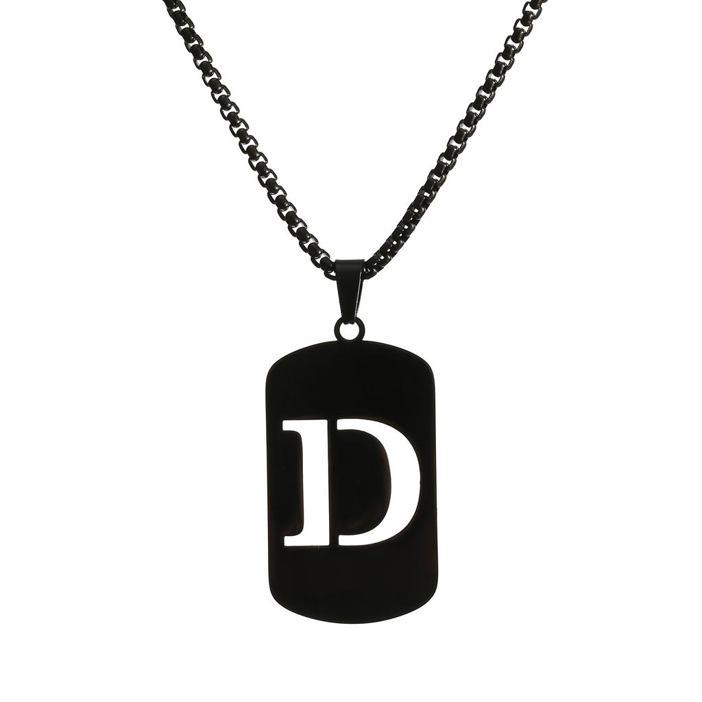 New Black English Letters Titanium Steel Autumn and Winter Sweater Chain High-end Necklace