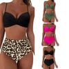 Multi-color Printing Split Solid Color Gathering Bikini High Waist Explosion Swimsuit Tight