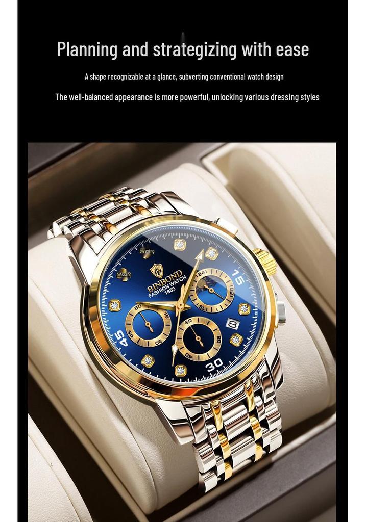 Binbang Multifunctional Quartz Men's Business Watch
