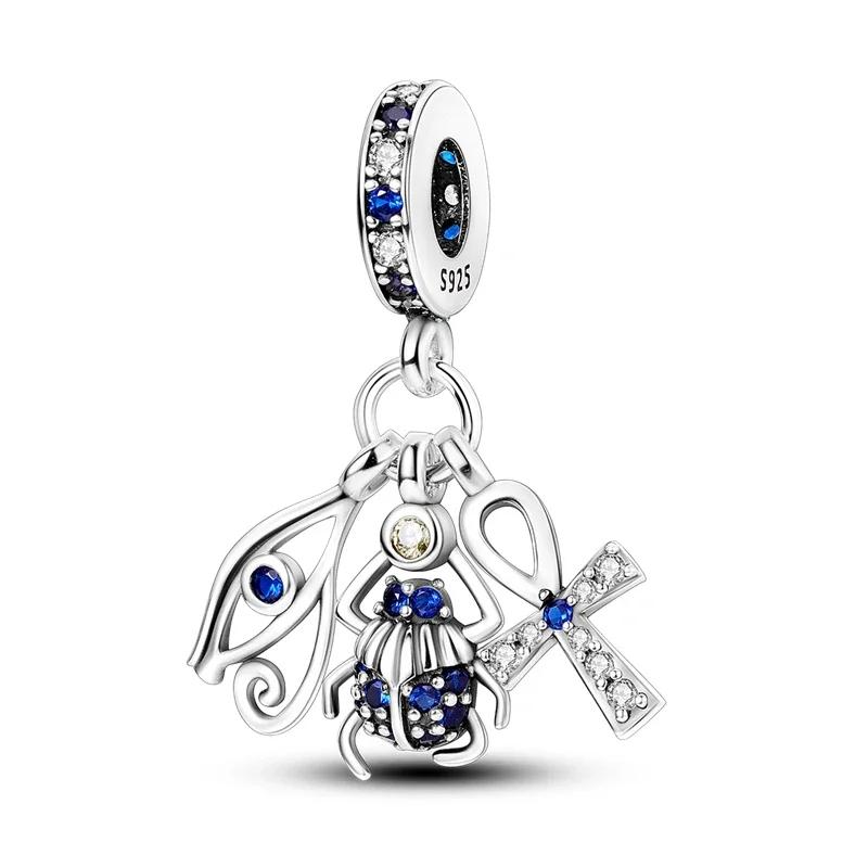 Copper Metal Devil's Eye Series Bead Components Egypt Pharaoh Dangle Charm Bead Component Compatible With Authentic Original Bracelet High Quality