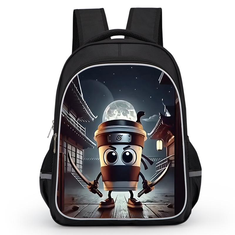 Cross-border Classic Mountains & Seas Stick Figure Kids' Backpack for Grades 1-6 - Load-Reducing Double Shoulder Bag for Boys