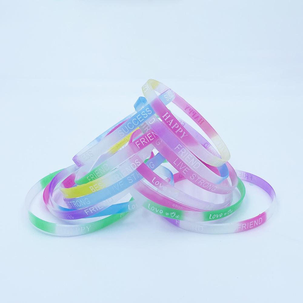 5mm Silicone Sports Bracelet: Candy Color & Letter Design Fashion Wristband