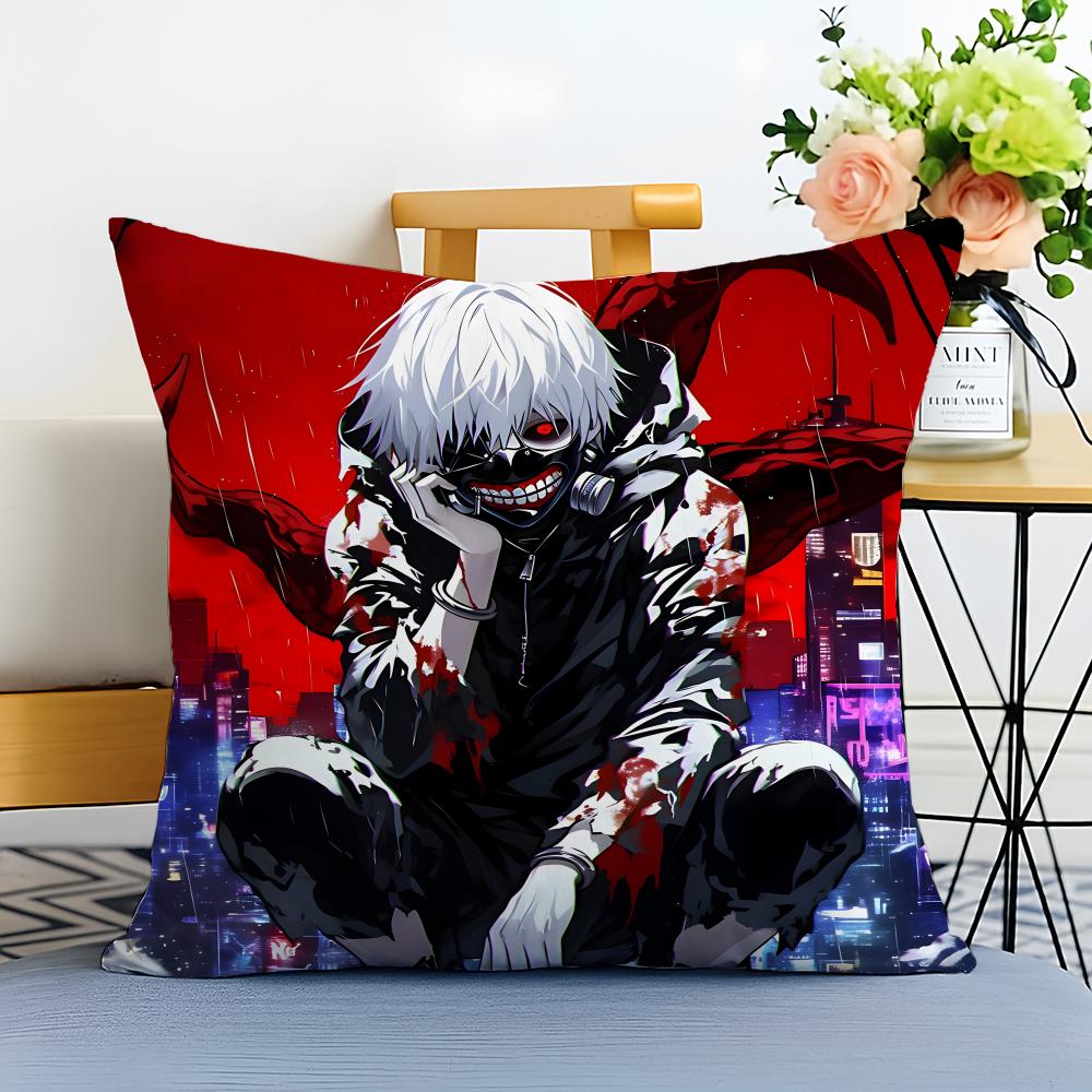 

TTokyo Ghoul Cushion Cover Washable Linen Pillowcase Soft for Sofa Bed Cozy Home Room Decor 30x30cm