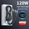 120W Super Fast Charging 3-in-1 Cable with Digital Display for Apple, Huawei, OPPO