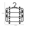 Sawafuji NB-04 4-Tier Skirt Hanger, Black, 400mm Wide, Made in Japan, Non-Marking, Space-Saving, with Clips and Non-Slip Clips, Fits Pants and Trouser