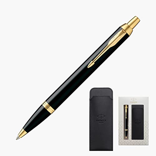 PARKER IM Black GT Ballpoint Pen, Medium Nib, Oil-Based, with Pencil Case, Gift Box Set, Officially Imported, 1975638 V1d