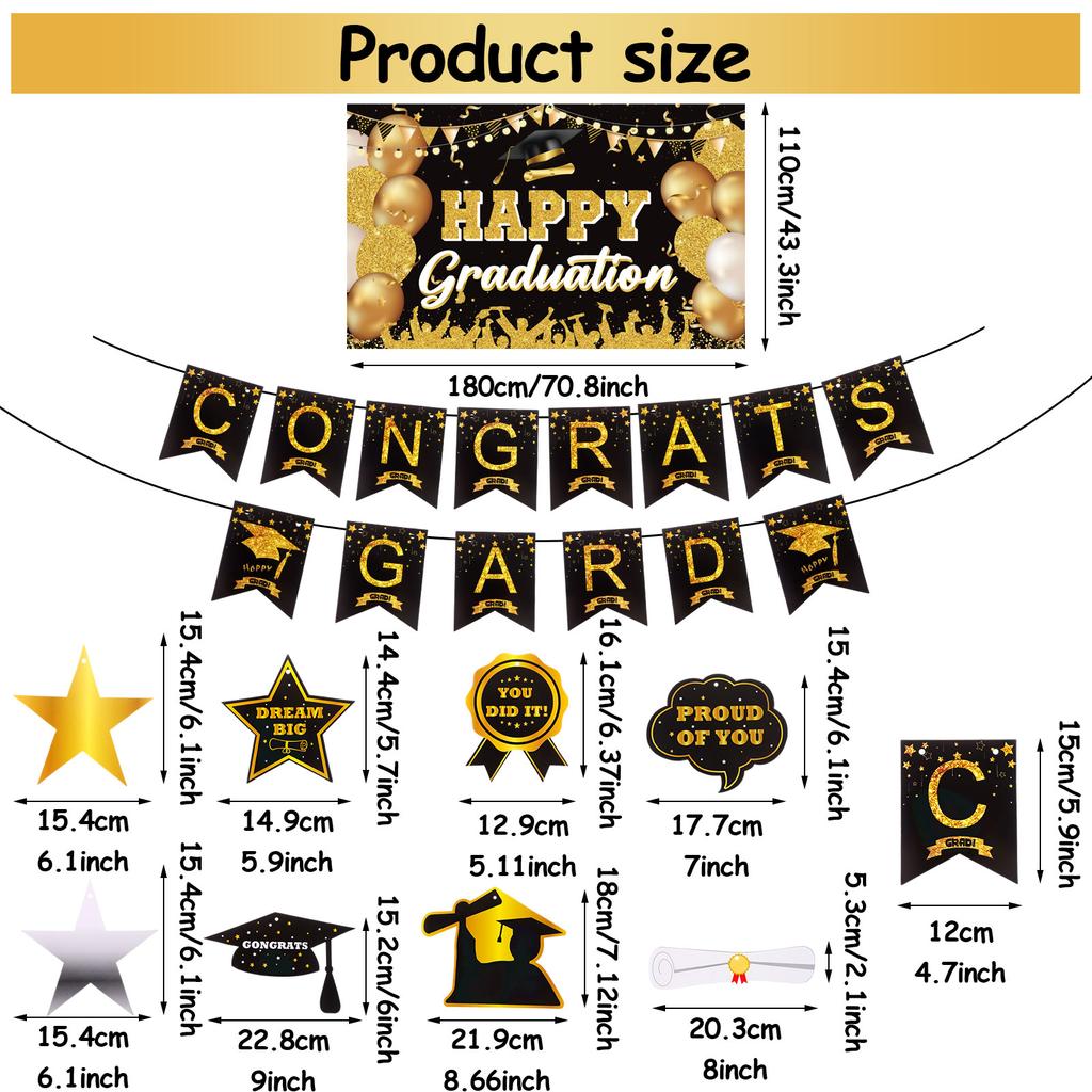 18 decorațiuni de absolvire 2023 - Banner de absolvire fericită, banner de felicitări pentru absolvire