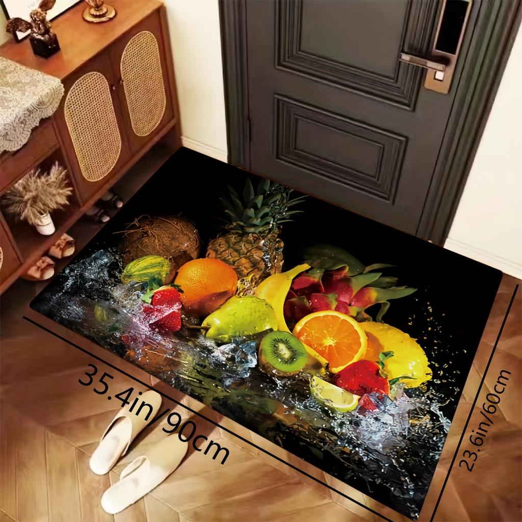 Fruit Pattern Soft Kitchen Rug Anti-Fatigue Kitchen Rug Waterproof Non-Slip Rugs Set Runner Rug Bedside Rug Absorbent Carpet For Kitchen