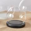 Clear Glass Display Dome with Wooden Base Dollhouse Decoration Bell Jar Display Case Pedestals Micro Landscape Holder