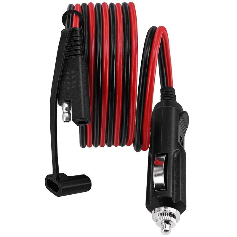 FOXSUR 150cm 12V SAE to Lighter Plug Extension Cable 16AWG Red Black Wire 15Amp Quick Release Adapter LED Light Car Charge