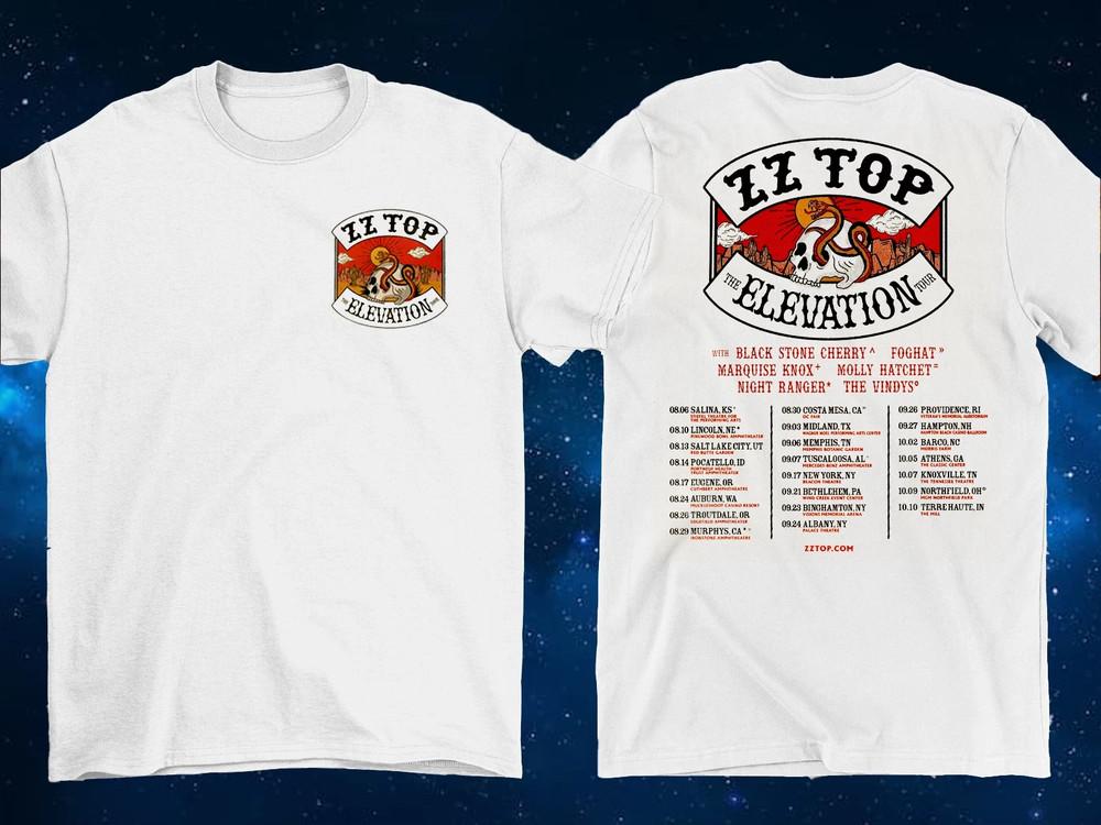 2 Sides ZZ Top 2025 Tour The Elevation Shirt White Unisex S-5XL Unisex T-Shirt XXL