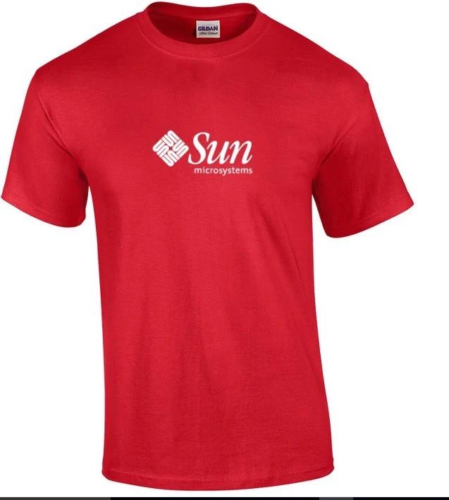 Sun Microsystems T-Shirt Computer White Logo Geek Red Cotton Tee Shirt S-5XL 3XL