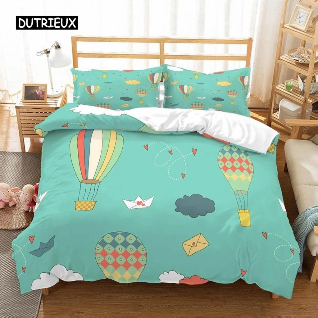 Air Balloon Duvet Cover Set Romantic Balloon Bedding Set Extreme Sports Games Comforter Cover Romantic Warm Trip Quilt Cover