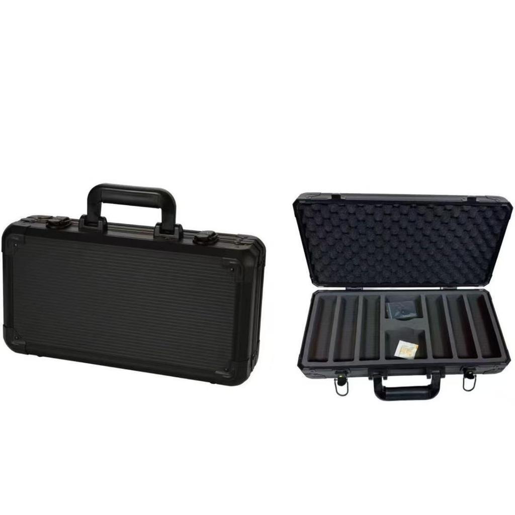Aluminum Alloy Pure Black K-Type Chip Case with EVA Grid and Dice Storage