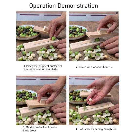 Wooden Seeds Peeler Chestnut Sheller Rolling Cutter with Non-Slip Sandpaper Base Stainless Steel Blade Efficient Safe Kitchen Tool for Fruit Nut