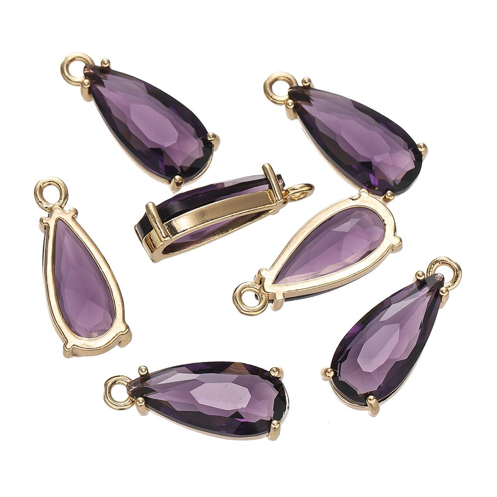 

5pcs Copper Zircon Waterdrop Pendants Transparent Crystal Charms Beads with Hole for Necklace Making DIY Jewelry Findings фиолетовый