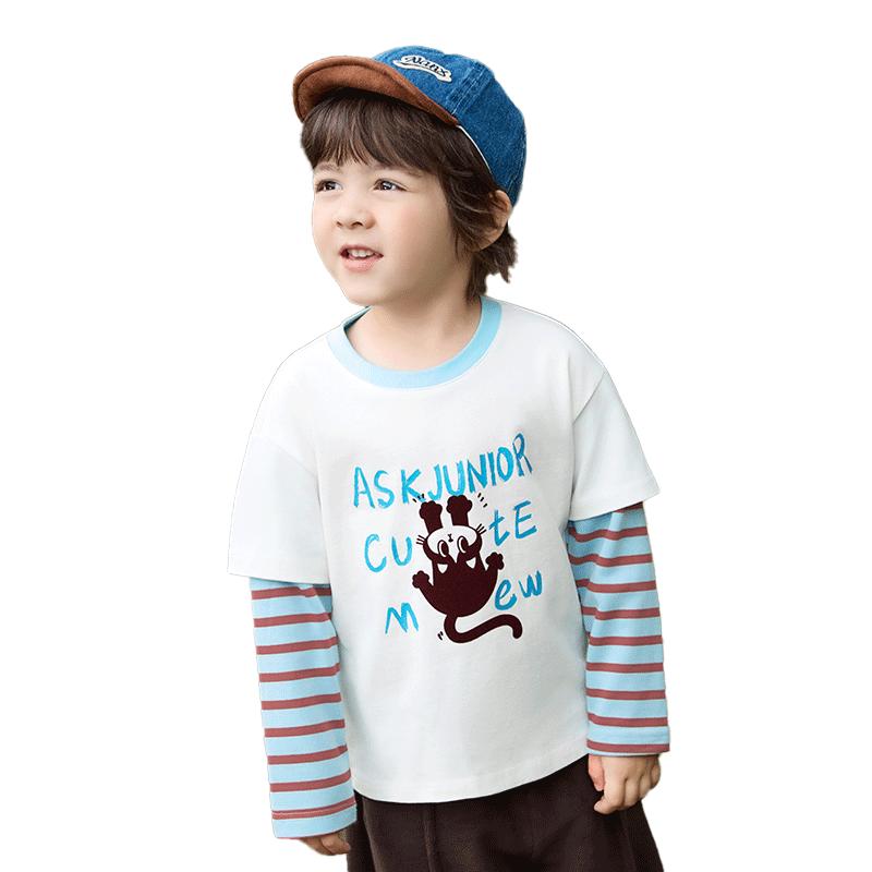 ASK JUNIOR Boys  Two-Piece Look Color-block Long-sleeve T-shirt 90