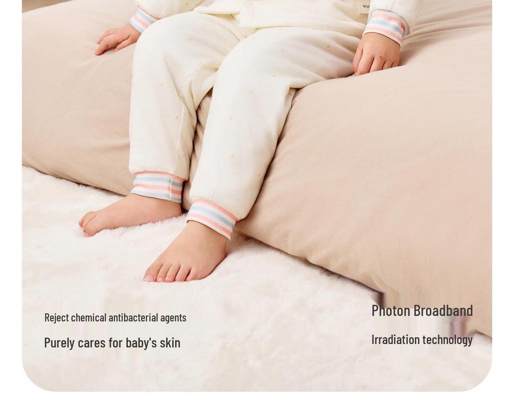 Jingqi Pikowany Bawełniany Dziecięcy Zestaw Piżamowy z Wysokim Stanem i Ochroną Brzuszka - Ciepła, Regulująca Temperaturę Odzież Domowa na Jesień i Zimę