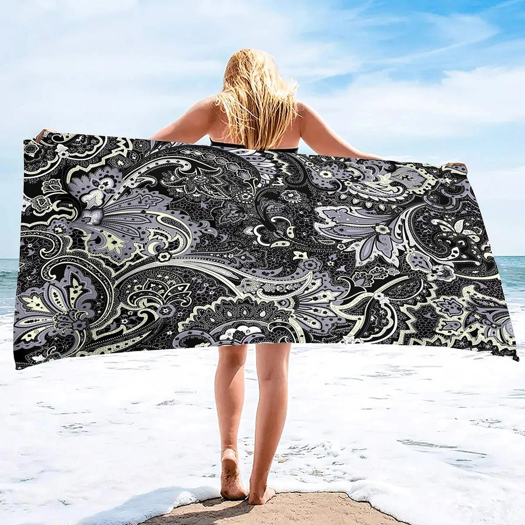 Botanical Floral Beach Towel Microfiber Vintage Flower Bath Towel for Sport Swim Quick Dry Kitchen Hand Towels Bikini Cover Up