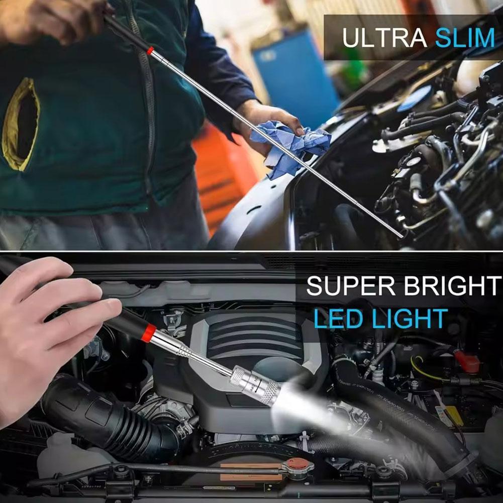 Portable Telescopic Magnetic Pickup Pen With Led Light Extendable Rod For Nut Bolt Screw Retrieval Car Repair Assistant Tool