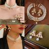Gold Animal Jewelry Set Featuring Small Bee Pendant And Pearl Earrings For Women
