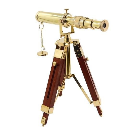 Brass Telescope with Wooden Tripod