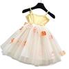 Summer Girls Spaghetti Strap Dress With 3D Flowers Kids Princess Fairy Sundress For Party And Daily Wear