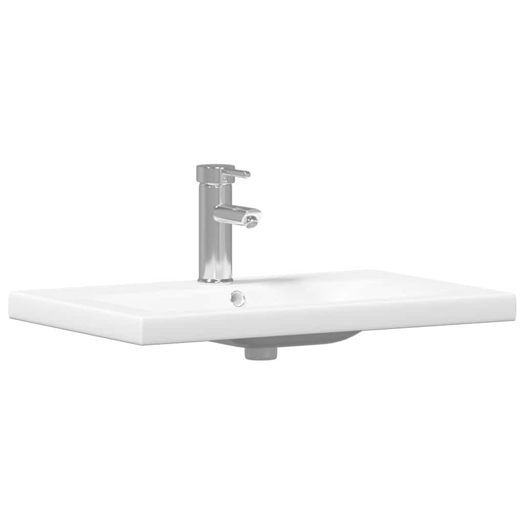 Washbasin Cabinet Set 2 Pcs Reclaimed Wood Look Engineered Wood & Ceramic