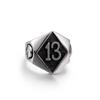 Anelli Punk Retro Nero Numero 13 Teschio per Uomini Donne Hiphop Colore Argento Acciaio Inossidabile Fascino Teschio Anelli Dita Biker Gioielli