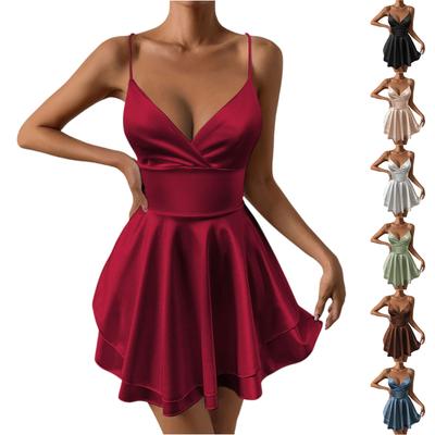 Women's Fashionable Sexy Strapless Strapless Backless Solid Color Dress