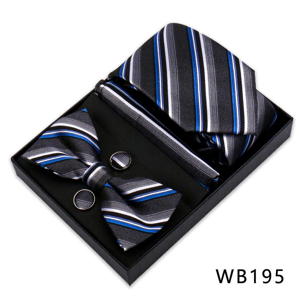 Men's Silk Bow Tie & Pocket Square Gift Set - Business & Wedding