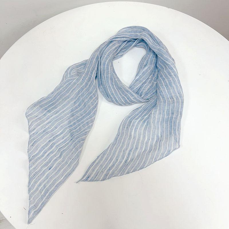 

Scarf Women Linen Long Sunshine Protection Accessory Neck Wrap Of Striped Summer Beach Spring Holiday синий