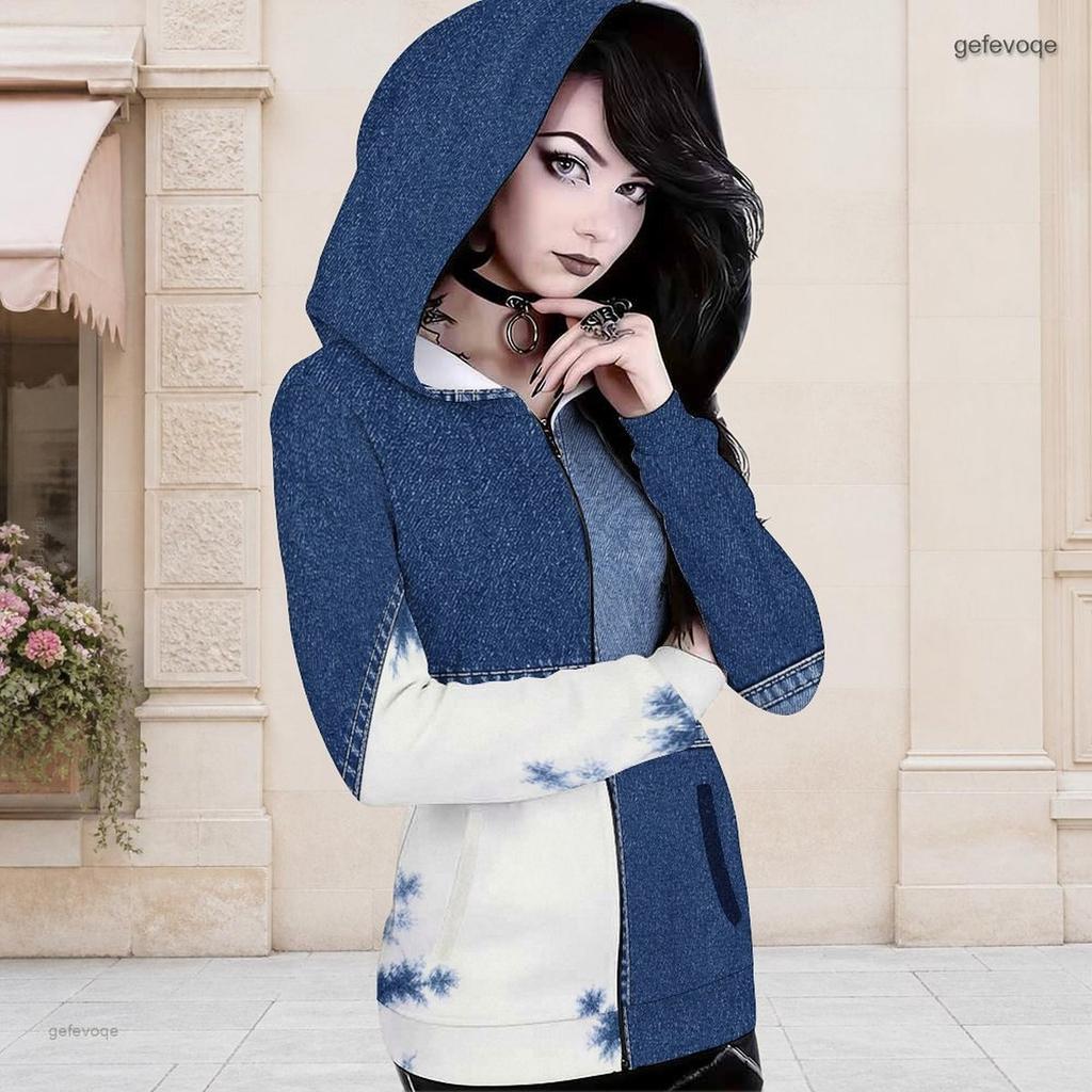 Women Plus Size Black Beige Printed Asymmetric Cutout Neck Hooded Long Sleeve Fitted Top