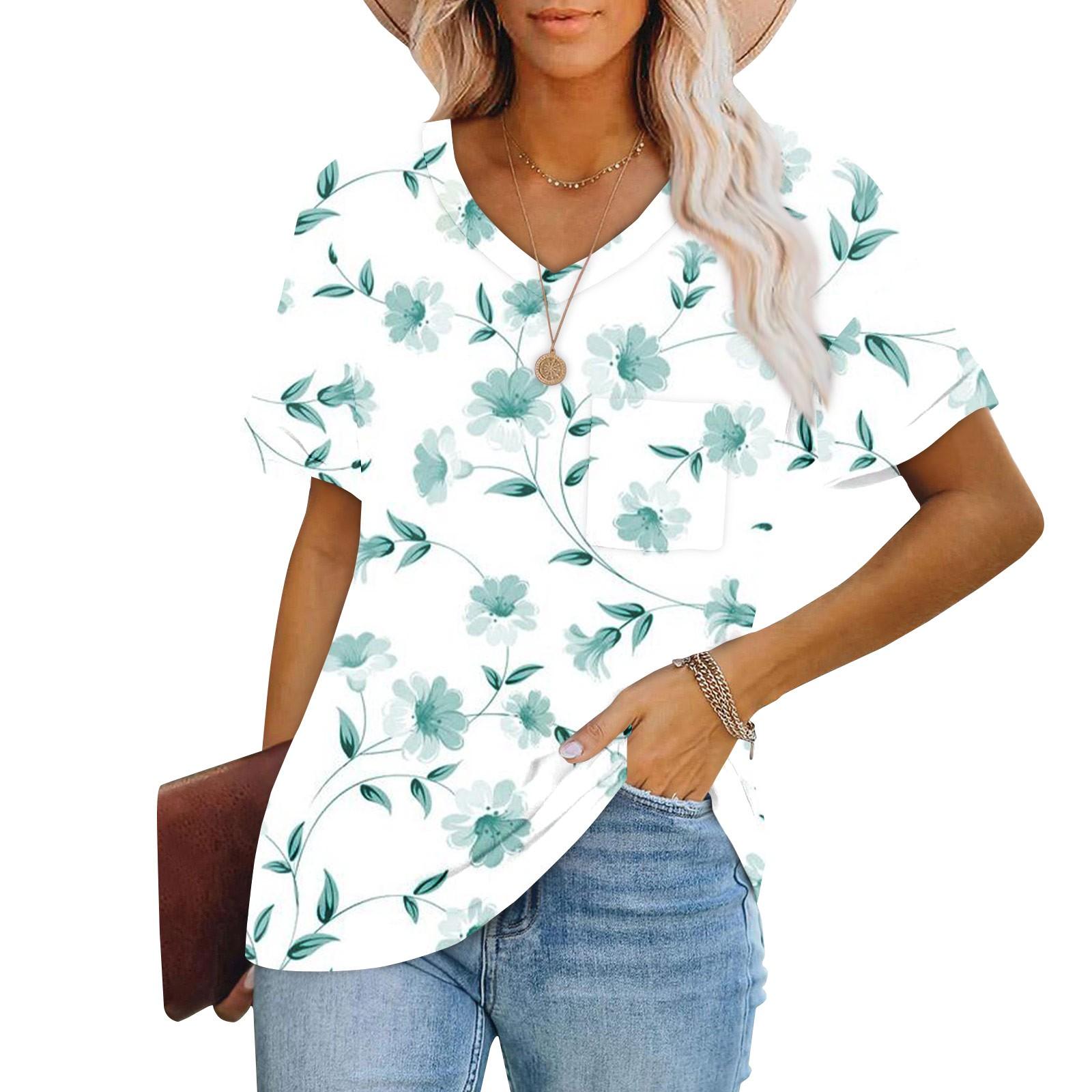 

Женские футболки с коротким рукавом и v-образным вырезом, милые летние повседневные футболки M белый